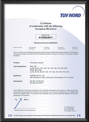 CE certification - Pneumatic actuator